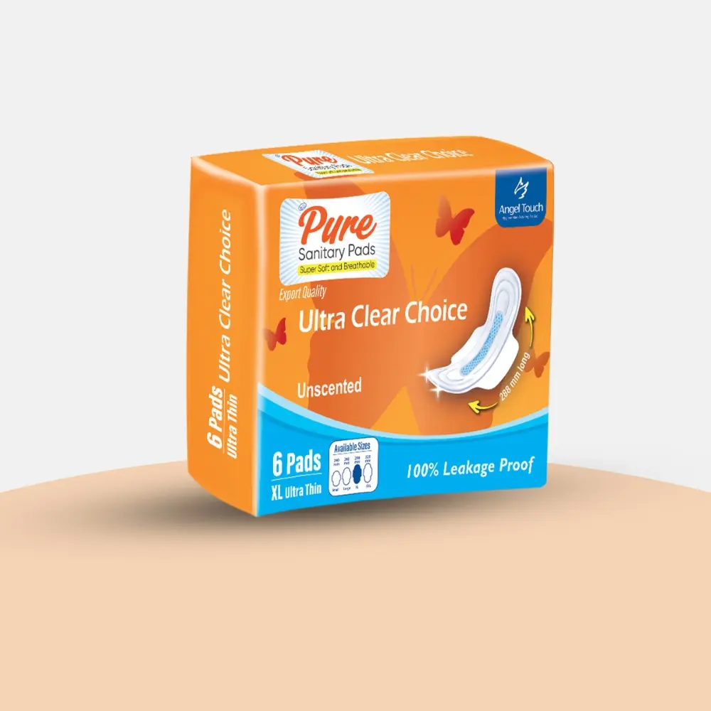 PURE Ultra Clear Choice sanitary pads Nepal 10 pack skin-friendly heavy flow